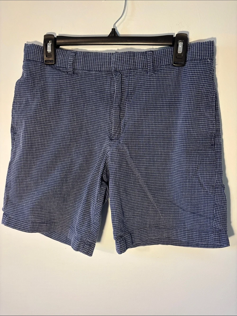 Banana Republic Navy Micro-Check Flat Front Shorts